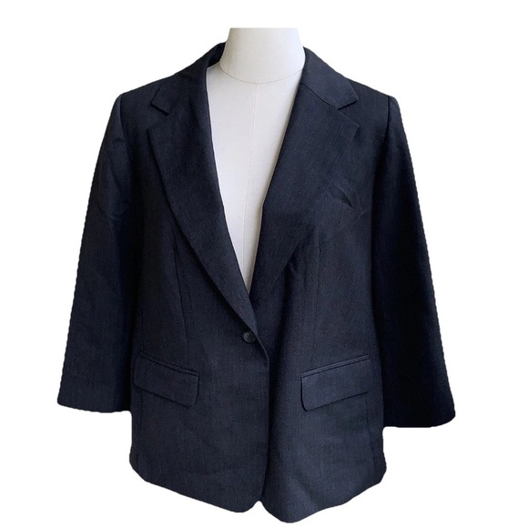 Pendleton Jackets & Blazers - Pendleton Blazer Jacket Virgin Wool Charcoal Gray One Button Womens Plus 18W